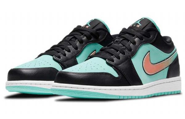 Nike Air Jordan 1 Low Tops Se Retro Basketbalové Boty Pro Muže Černá Tyrkysová