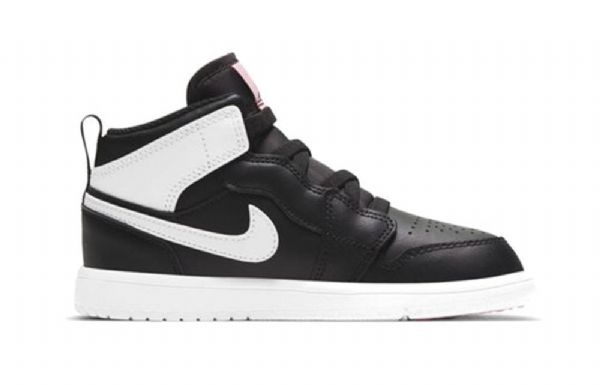 Nike Air Jordan 1 Mid Tops Alt Ps Retro Basketbalové Boty Pro Děti Černá Bílý