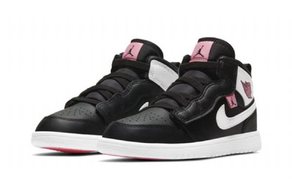 Nike Air Jordan 1 Mid Tops Alt Ps Retro Basketbalové Boty Pro Děti Černá Bílý