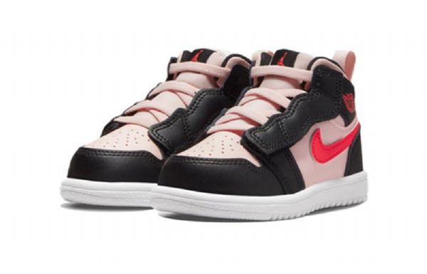 Nike Air Jordan 1 Mid Tops Alt Retro Basketbalové Boty Pro Děti Černá Růžový