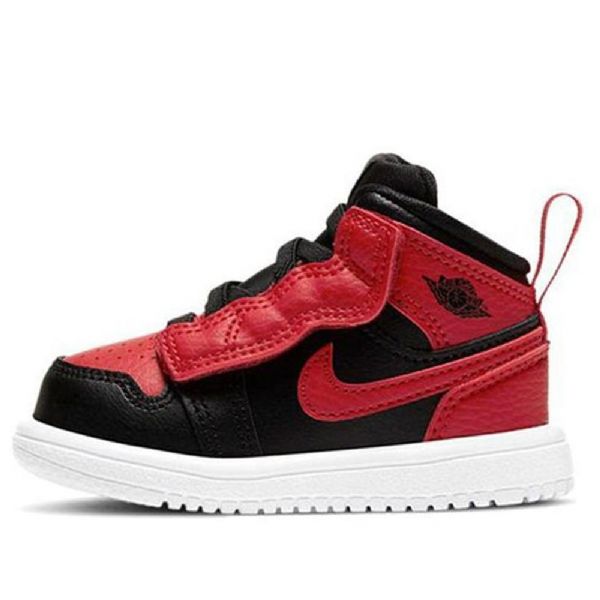 Nike Air Jordan 1 Mid Tops Alt Td Retro Basketbalové Boty Pro Děti Černočervené