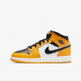 Nike Air Jordan 1 Mid Tops Boty Pro Děti Žlutá Bílá Černá