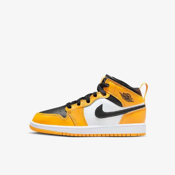 Nike Air Jordan 1 Mid Tops Boty Pro Děti Žlutá Bílá Černá