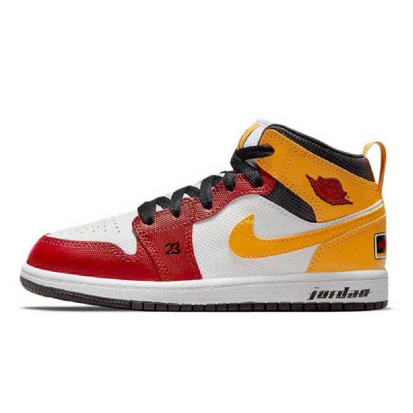 Nike Air Jordan 1 Mid Tops Gs Motorsport Boty Pro Ženy Červená Bílá Žlutá