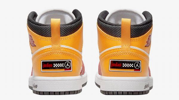 Nike Air Jordan 1 Mid Tops Gs Motorsport Boty Pro Ženy Červená Bílá Žlutá