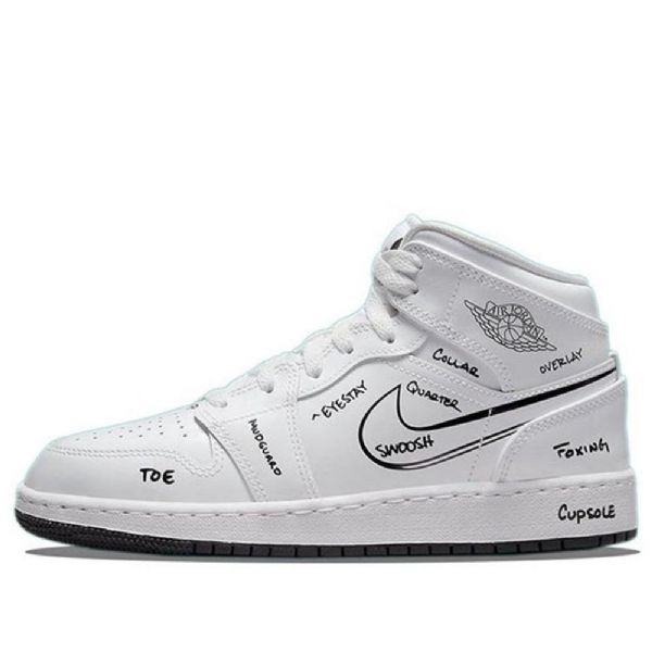 Nike Air Jordan 1 Mid Tops Gs Retro Basketbalové Boty Pro Muže Bílé