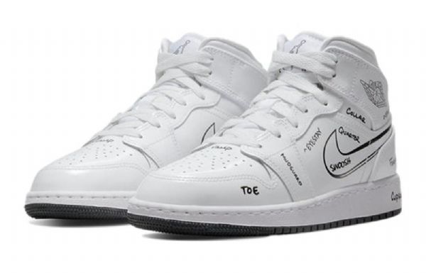 Nike Air Jordan 1 Mid Tops Gs Retro Basketbalové Boty Pro Muže Bílé
