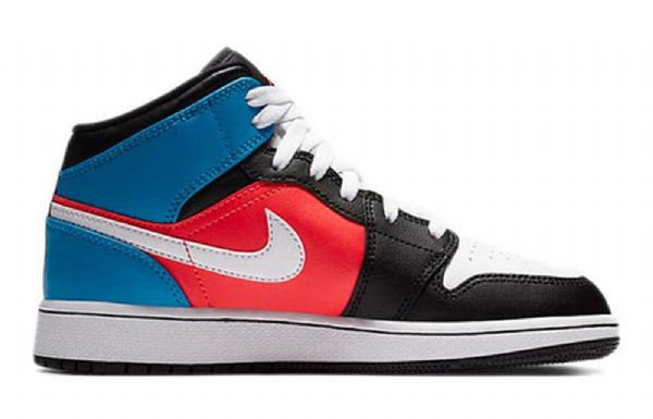 Nike Air Jordan 1 Mid Tops Gs Retro Basketbalové Boty Pro Muže Černá Bílý Modrý