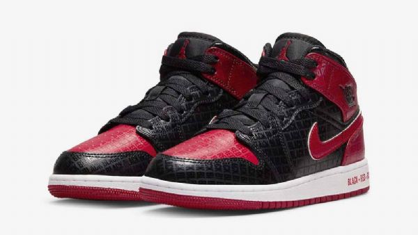Nike Air Jordan 1 Mid Tops Gs Široké Boty Pro Ženy Černo-červené