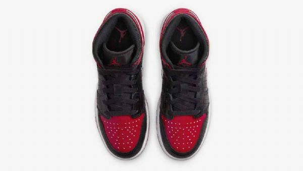 Nike Air Jordan 1 Mid Tops Gs Široké Boty Pro Ženy Černo-červené