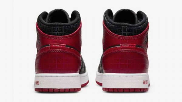Nike Air Jordan 1 Mid Tops Gs Široké Boty Pro Ženy Černo-červené