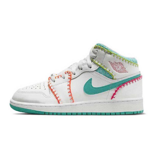 Nike Air Jordan 1 Mid Tops Knit Gs Boty Pro Ženy Bílý Vícebarevné