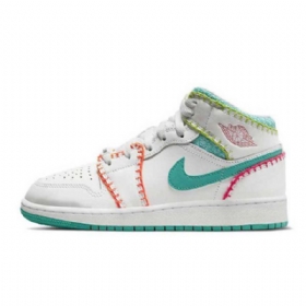 Nike Air Jordan 1 Mid Tops Knit Gs Boty Pro Ženy Bílý Vícebarevné