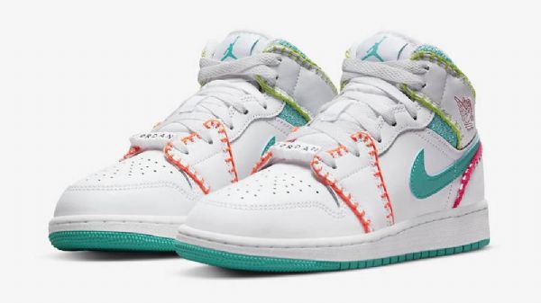 Nike Air Jordan 1 Mid Tops Knit Gs Boty Pro Ženy Bílý Vícebarevné