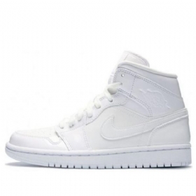 Nike Air Jordan 1 Mid Tops Patent Retro Basketbalové Boty Pro Ženy Bílé