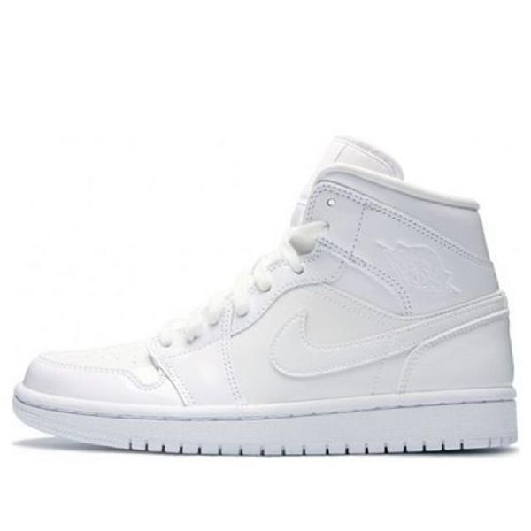 Nike Air Jordan 1 Mid Tops Patent Retro Basketbalové Boty Pro Ženy Bílé