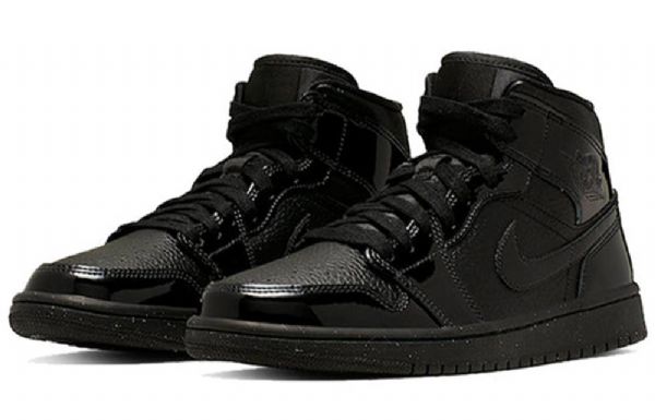 Nike Air Jordan 1 Mid Tops Patentované Retro Basketbalové Boty Pro Ženy Černé