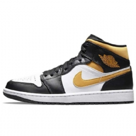 Nike Air Jordan 1 Mid Tops Pylové Boty Pro Ženy Černá Bílá Hnědá