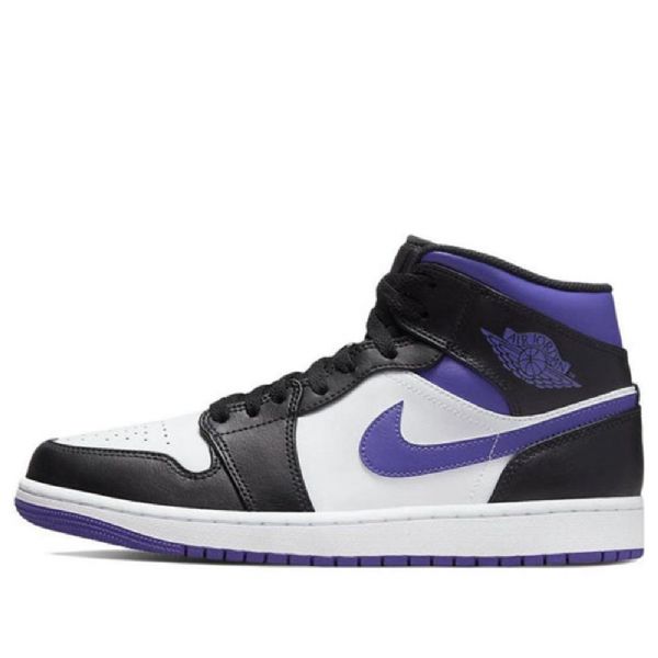 Nike Air Jordan 1 Mid Tops Retro Basketbalové Boty Pro Muže Černá Bílý Nachový
