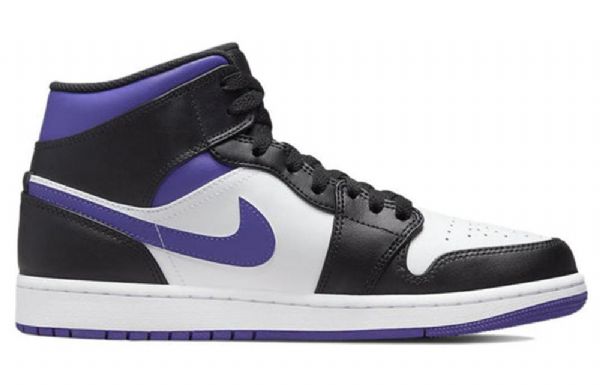 Nike Air Jordan 1 Mid Tops Retro Basketbalové Boty Pro Muže Černá Bílý Nachový