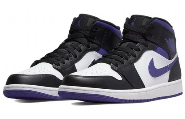 Nike Air Jordan 1 Mid Tops Retro Basketbalové Boty Pro Muže Černá Bílý Nachový