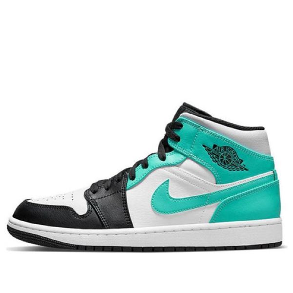 Nike Air Jordan 1 Mid Tops Retro Basketbalové Boty Pro Muže Černá Tyrkysová