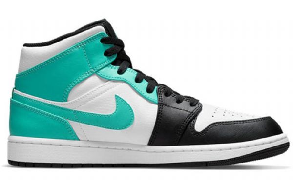 Nike Air Jordan 1 Mid Tops Retro Basketbalové Boty Pro Muže Černá Tyrkysová