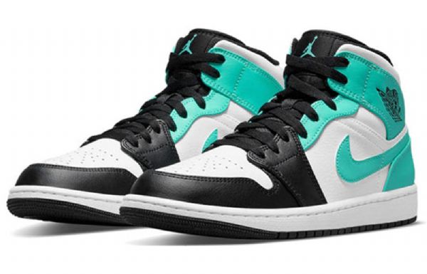 Nike Air Jordan 1 Mid Tops Retro Basketbalové Boty Pro Muže Černá Tyrkysová