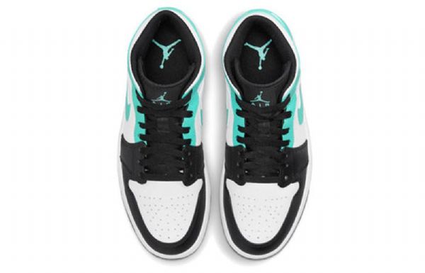 Nike Air Jordan 1 Mid Tops Retro Basketbalové Boty Pro Muže Černá Tyrkysová