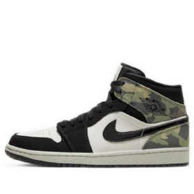 Nike Air Jordan 1 Mid Tops Retro Basketbalové Boty Pro Muže Černé Kamufláže