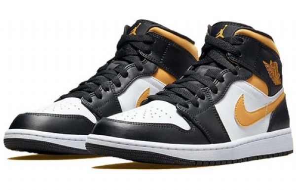Nike Air Jordan 1 Mid Tops Retro Basketbalové Boty Pro Muže Černé Zlato