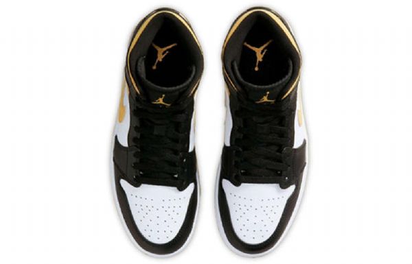 Nike Air Jordan 1 Mid Tops Retro Basketbalové Boty Pro Muže Černé Zlato