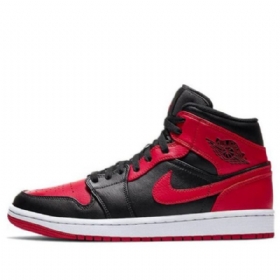 Nike Air Jordan 1 Mid Tops Retro Basketbalové Boty Pro Muže Černo-červené