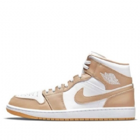 Nike Air Jordan 1 Mid Tops Retro Basketbalové Boty Pro Muže Khaki Bílá