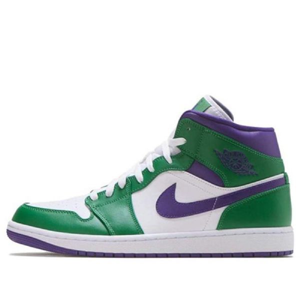Nike Air Jordan 1 Mid Tops Retro Basketbalové Boty Pro Muže Zelená Bílá Fialová