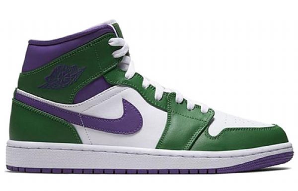 Nike Air Jordan 1 Mid Tops Retro Basketbalové Boty Pro Muže Zelená Bílá Fialová