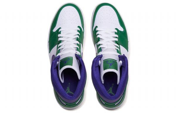 Nike Air Jordan 1 Mid Tops Retro Basketbalové Boty Pro Muže Zelená Bílá Fialová