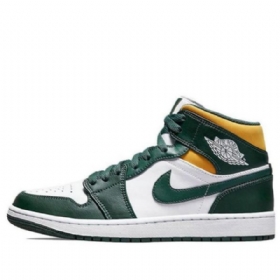 Nike Air Jordan 1 Mid Tops Retro Basketbalové Boty Pro Muže Zelená Černá