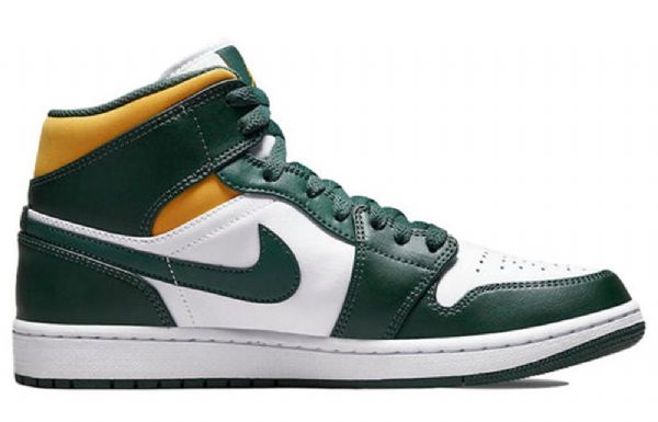Nike Air Jordan 1 Mid Tops Retro Basketbalové Boty Pro Muže Zelená Černá