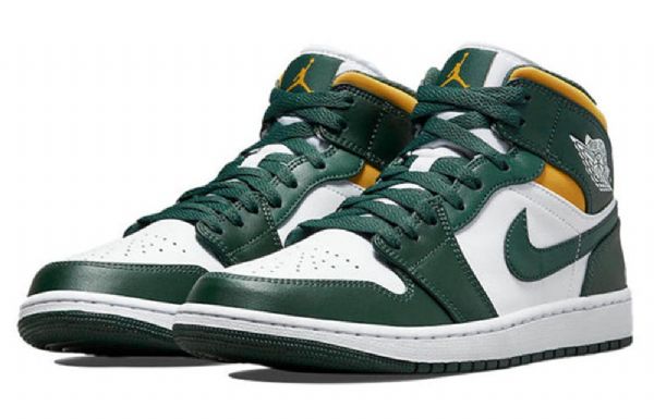 Nike Air Jordan 1 Mid Tops Retro Basketbalové Boty Pro Muže Zelená Černá