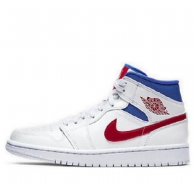 Nike Air Jordan 1 Mid Tops Retro Basketbalové Boty Pro Ženy Bílá Modrá Červená