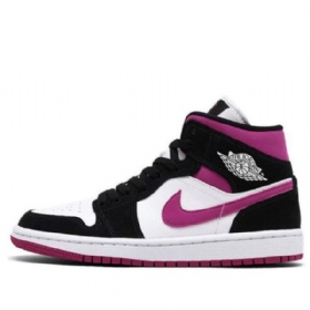 Nike Air Jordan 1 Mid Tops Retro Basketbalové Boty Pro Ženy Černá Bílá Fialová