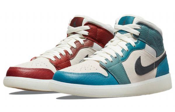 Nike Air Jordan 1 Mid Tops Retro Basketbalové Boty Pro Ženy Modrá Červená