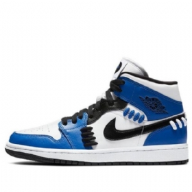 Nike Air Jordan 1 Mid Tops Retro Basketbalové Boty Pro Ženy Modrobílé