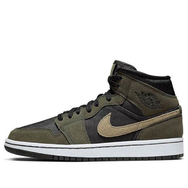 Nike Air Jordan 1 Mid Tops Retro Basketbalové Boty Pro Ženy Olivově Zelená