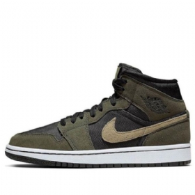 Nike Air Jordan 1 Mid Tops Retro Basketbalové Boty Pro Ženy Olivově Zelená