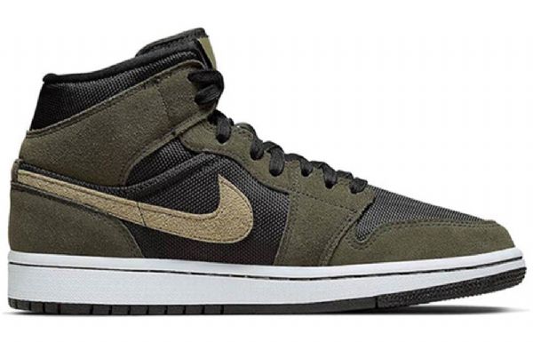 Nike Air Jordan 1 Mid Tops Retro Basketbalové Boty Pro Ženy Olivově Zelená