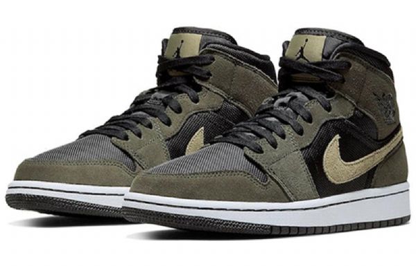 Nike Air Jordan 1 Mid Tops Retro Basketbalové Boty Pro Ženy Olivově Zelená