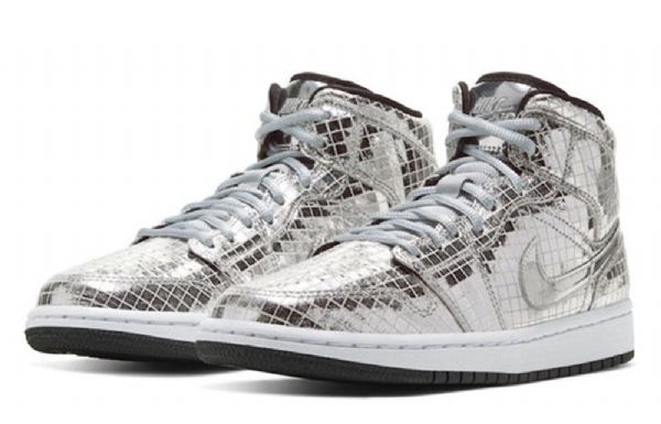 Nike Air Jordan 1 Mid Tops Retro Basketbalové Boty Pro Ženy Stříbrné
