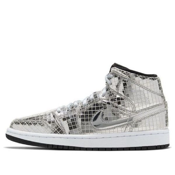 Nike Air Jordan 1 Mid Tops Retro Basketbalové Boty Pro Ženy Stříbrné